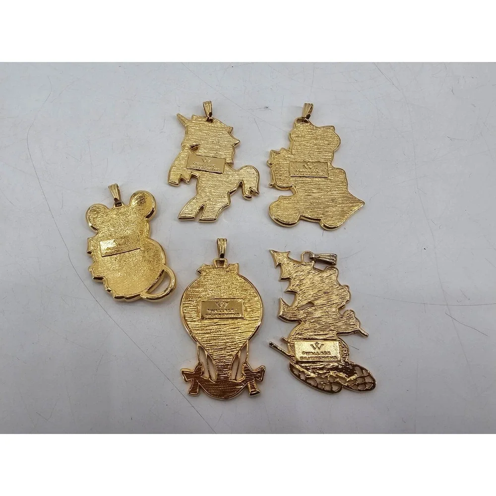 Lot Of 5 VTG Wallace Silversmiths‎ Enamel Sitting Bear Ornament Christmas